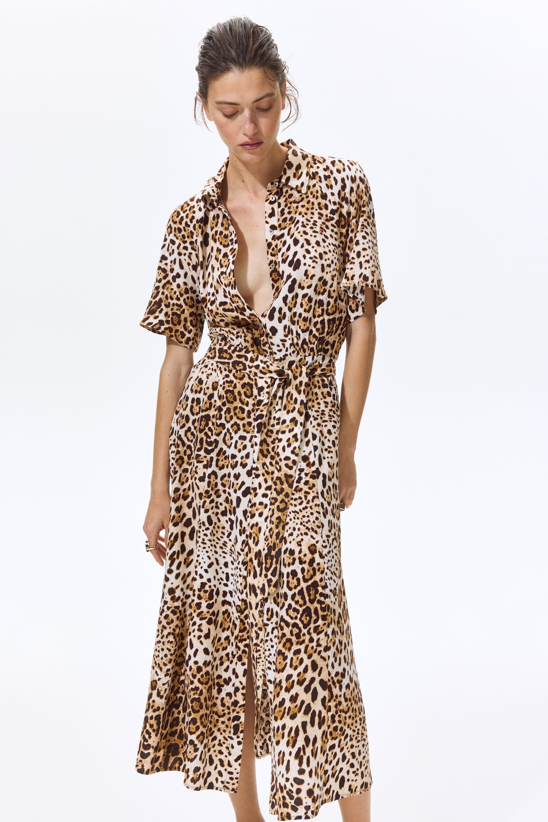 Tie-belt shirt dress - image 3