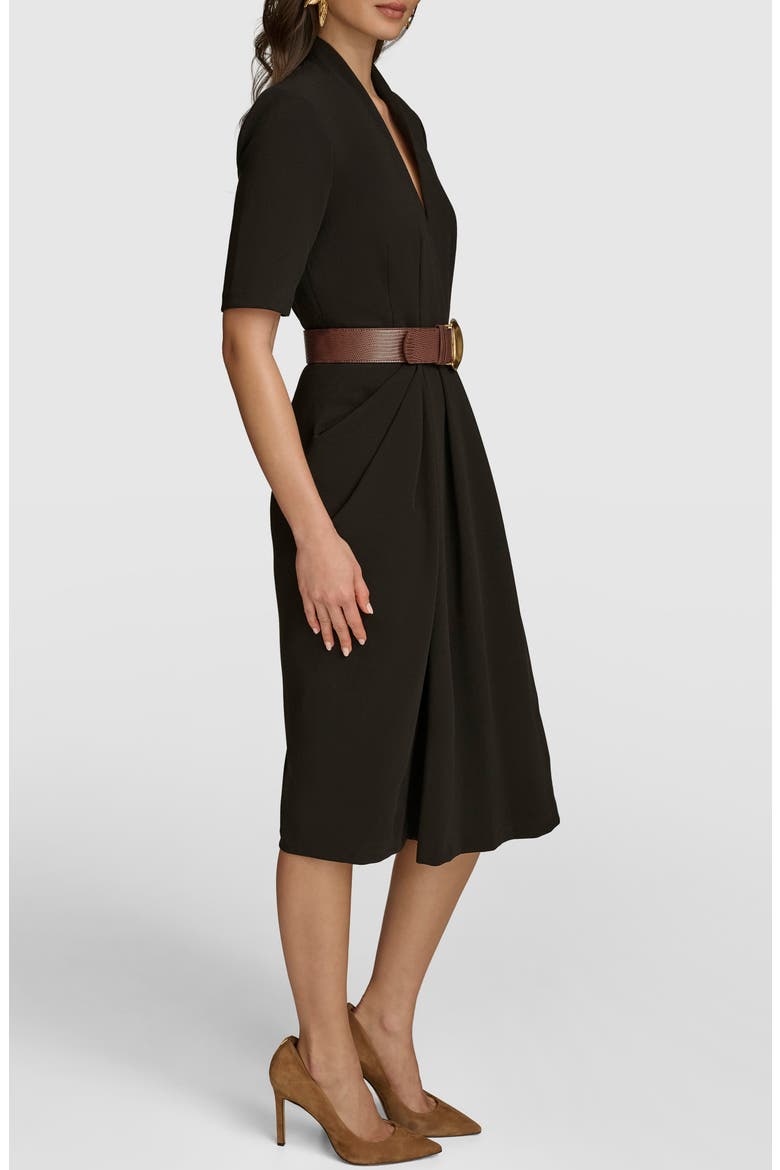 donna karan new york women's v-neck belted short-sleeve midi dress Donna Karan Women's V-Neck Cap-Sleeve Belted Midi Dress at Foxvalley Mall  in Aurora, IL