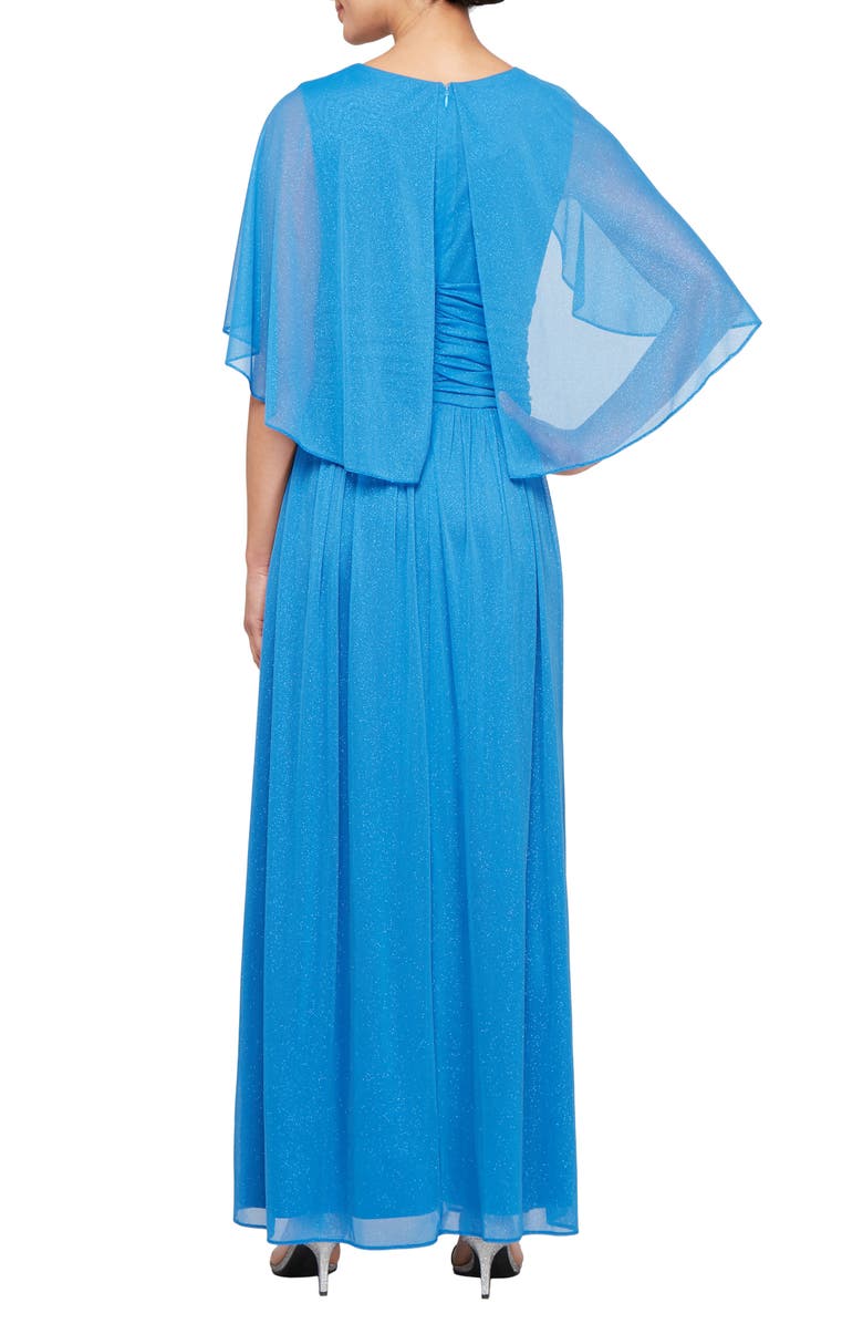 SL FASHIONS Shimmer Capelet Gown, Alternate, color, 