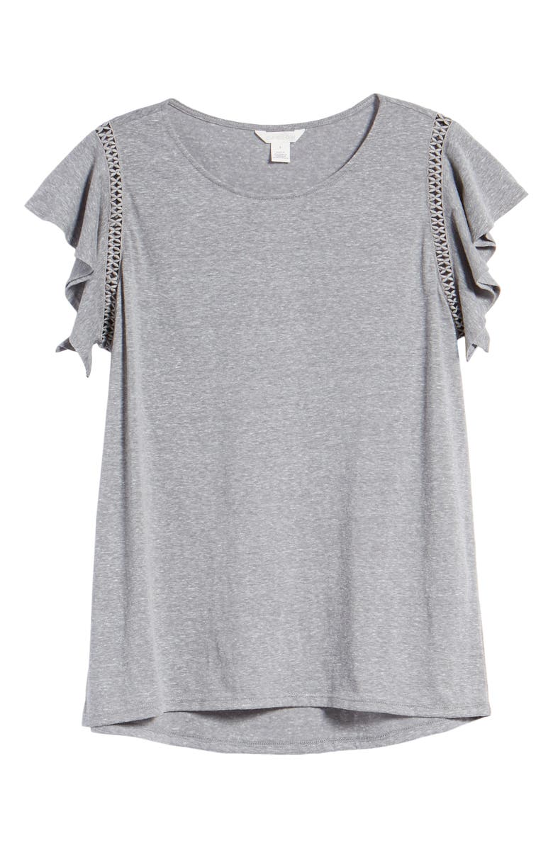 Caslon<sup>®</sup> Flutter Sleeve Crochet Detail Top, Alternate, color,