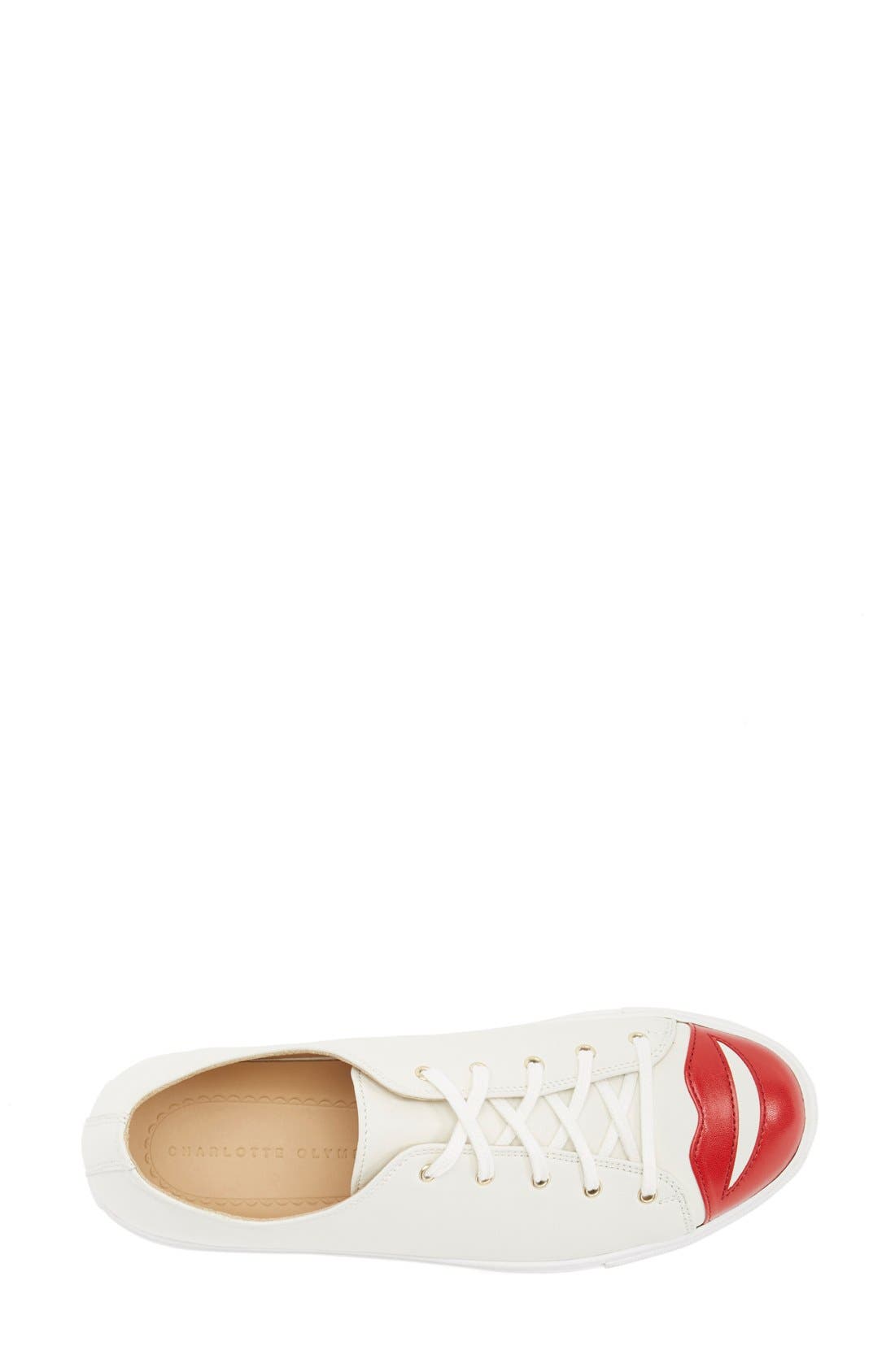 Charlotte Olympia 'Kiss Me' Lace-Up Sneaker, Alternate, color, 