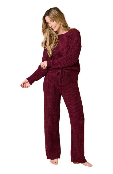 Waffle Marshmallow Boat Neck Lounge Set