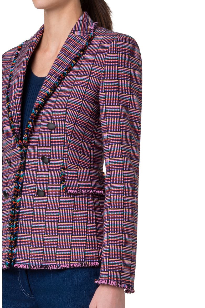 Fringe Tweed Blazer, Alternate, color, PURPLE MULTICOLOR