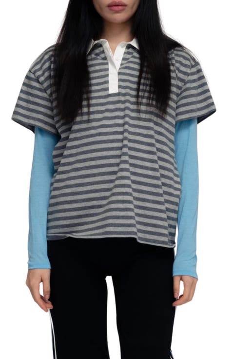 Wooju Layered Sleeve Polo T-Shirt