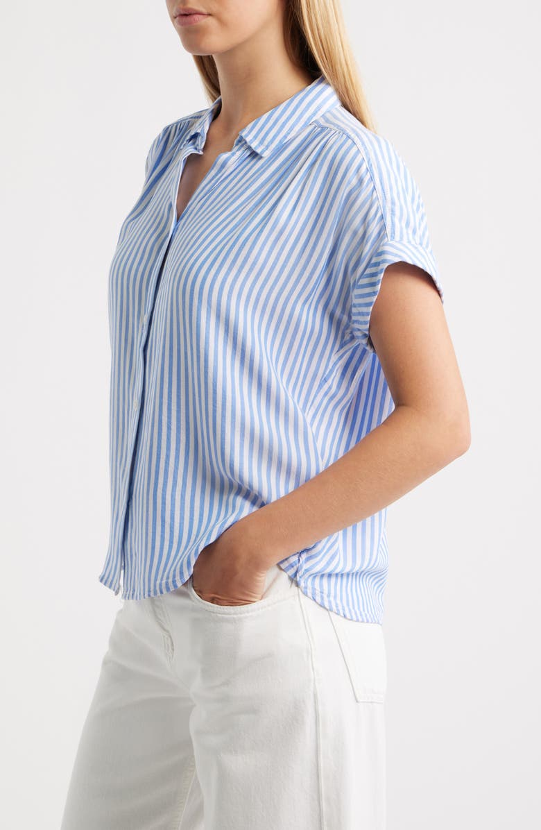 beachlunchlounge Darby Short Sleeve Button-Up Shirt, Alternate, color, Blue Ice