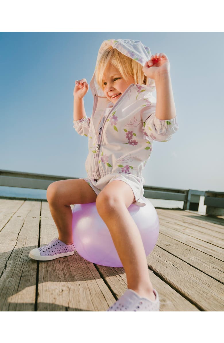 Deux par Deux French Terry Snails Print Hooded Cardigan, Alternate, color, Lilac Snails Print