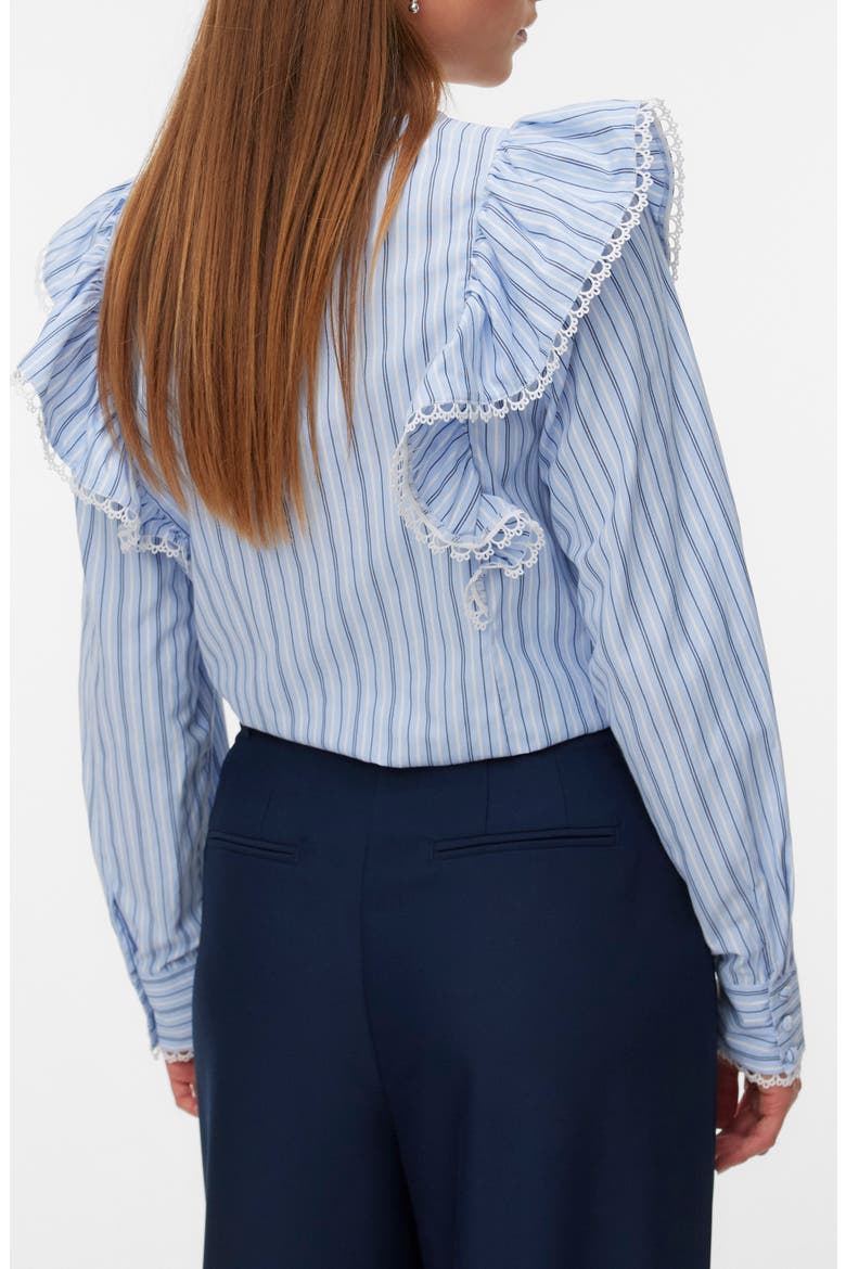 Fanni Embroidered Trim Ruffle Top, Alternate, color, BRUNNERA BLUE W. STRIPES