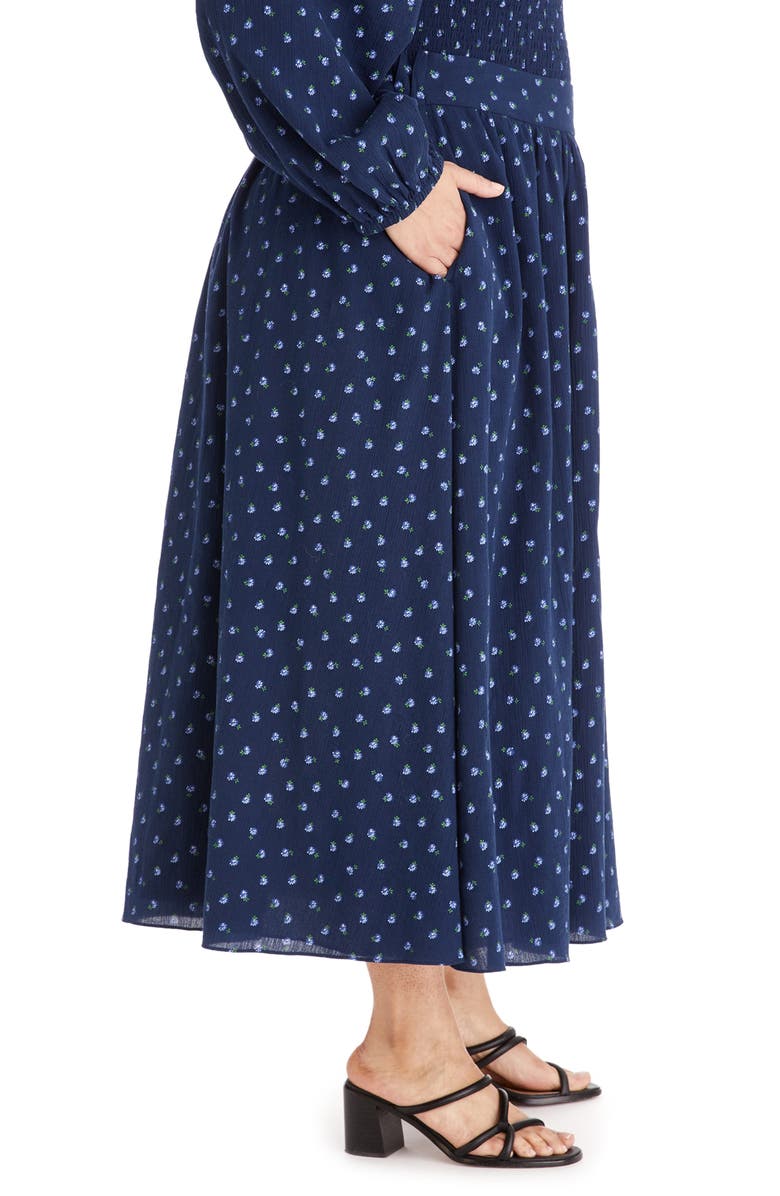 Madewell Floral Crinkle Cotton Skirt, Alternate, color, Classic Indigo