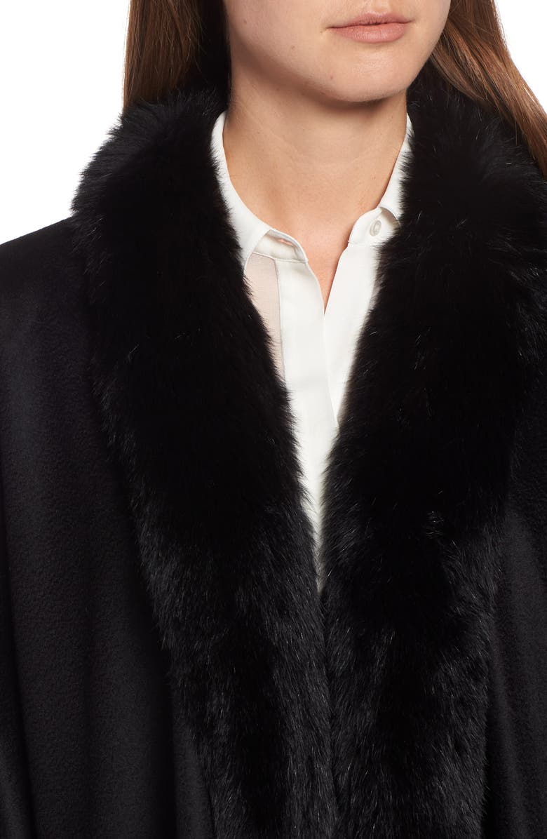 Sofia Cashmere Genuine Fox Fur Trim Cashmere Cape, Alternate, color,