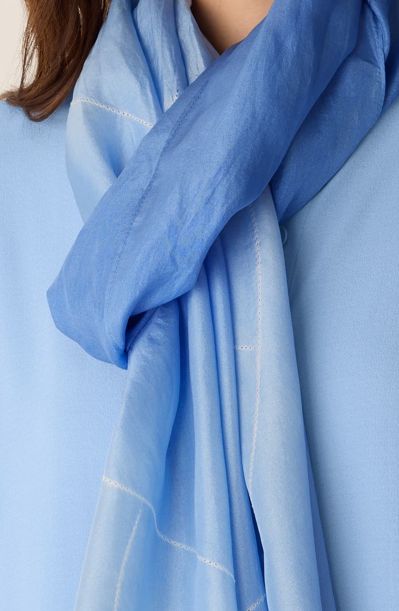 Eileen Fisher Shibori Silk Scarf, Alternate, color, Skylight
