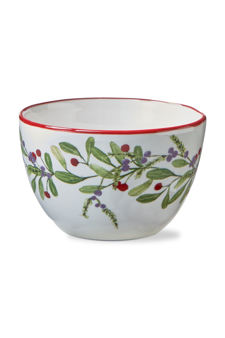Winter Berries Earthenware Snack Bowl Multi 17 oz 5.06x5.06x3.29 in, Main, color, Green