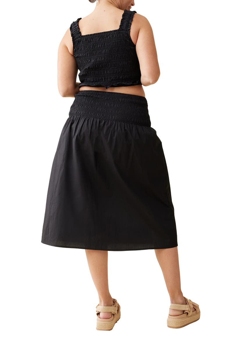 Cotton Poplin Maternity Crop Top & Skirt Set, Alternate, color, BLACK