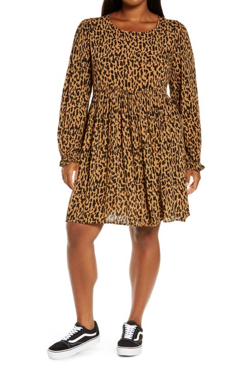 Frill Cuff Long Sleeve Dress (Plus Size)