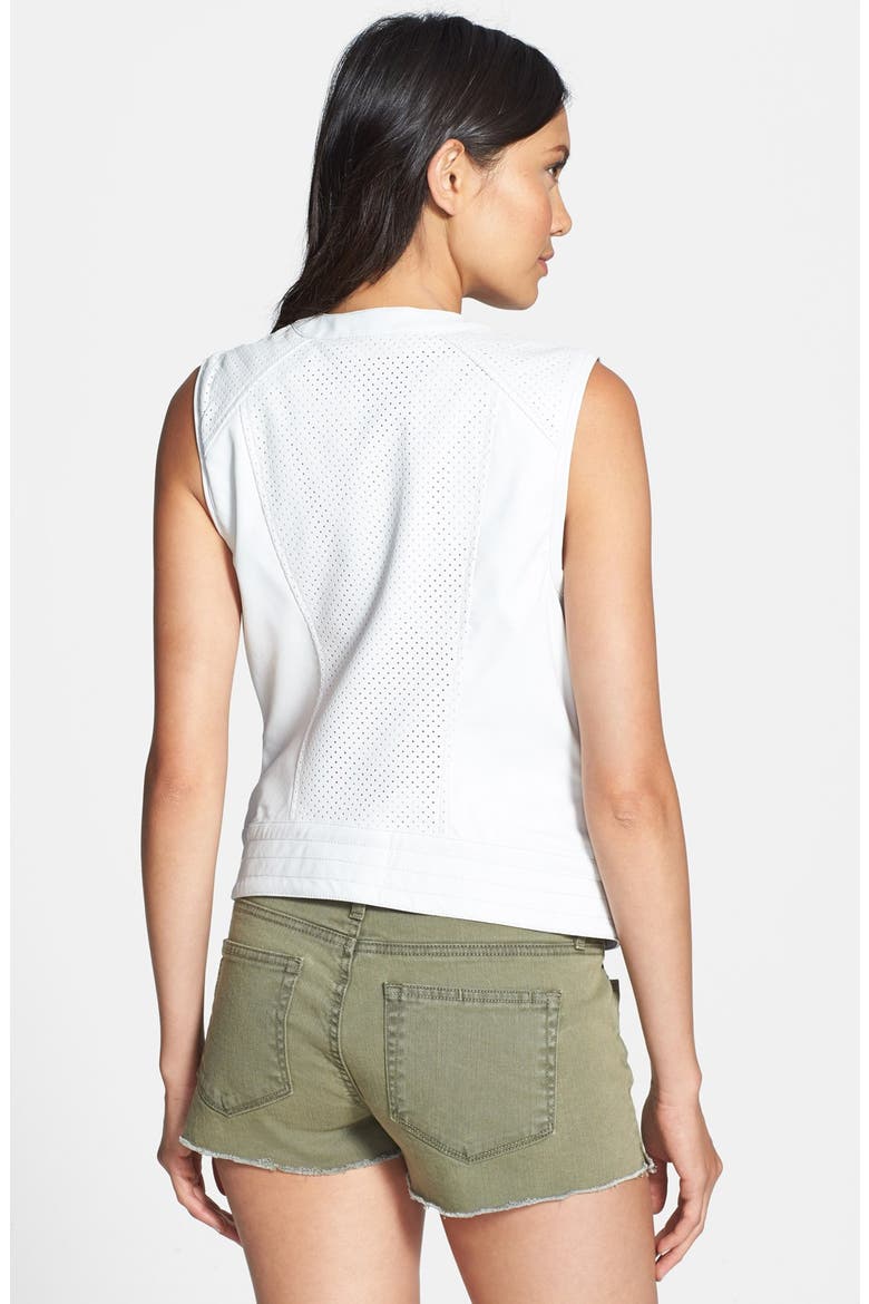 'City' Faux Leather Moto Vest, Alternate, color, WHITE