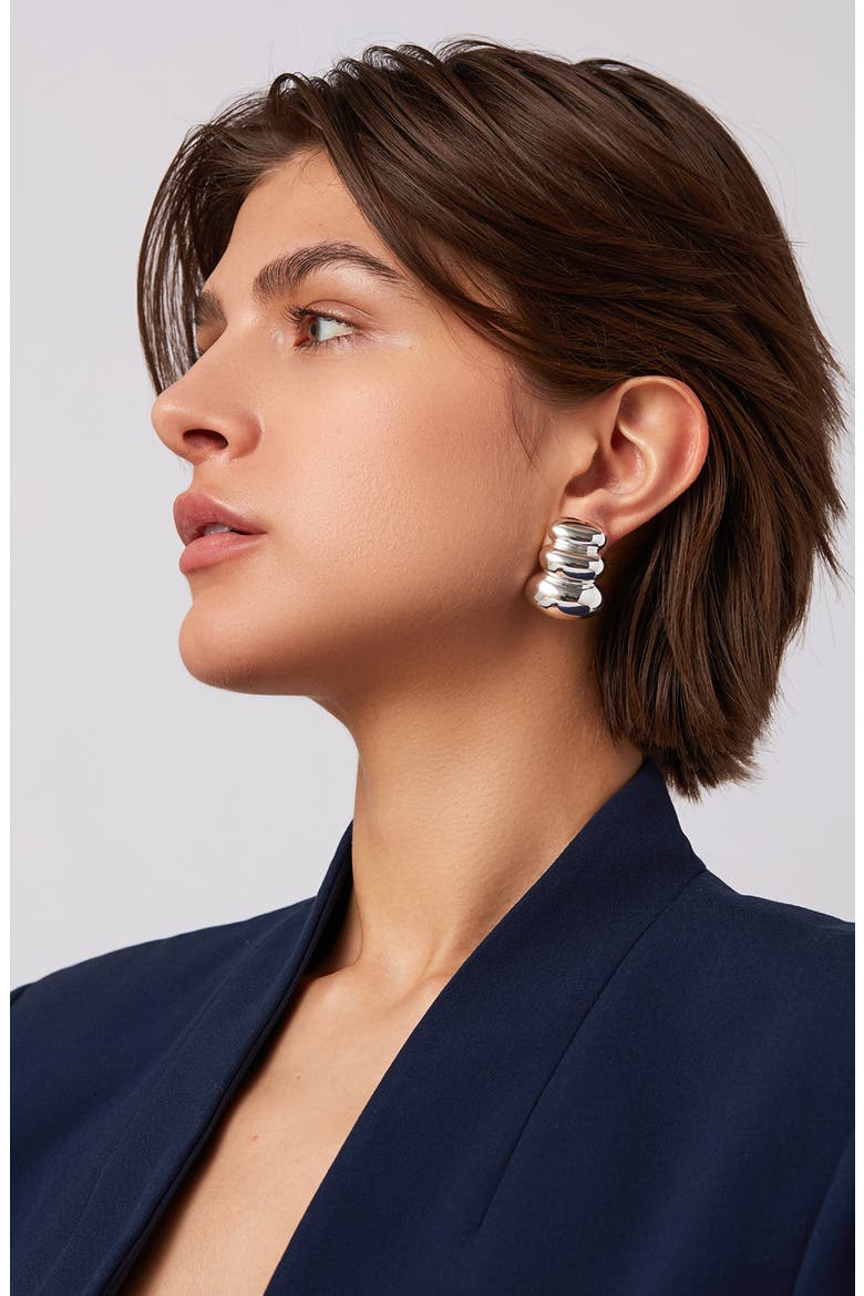 Non-Stop Earrings, Alternate, color, HIGH POLISH SILVER