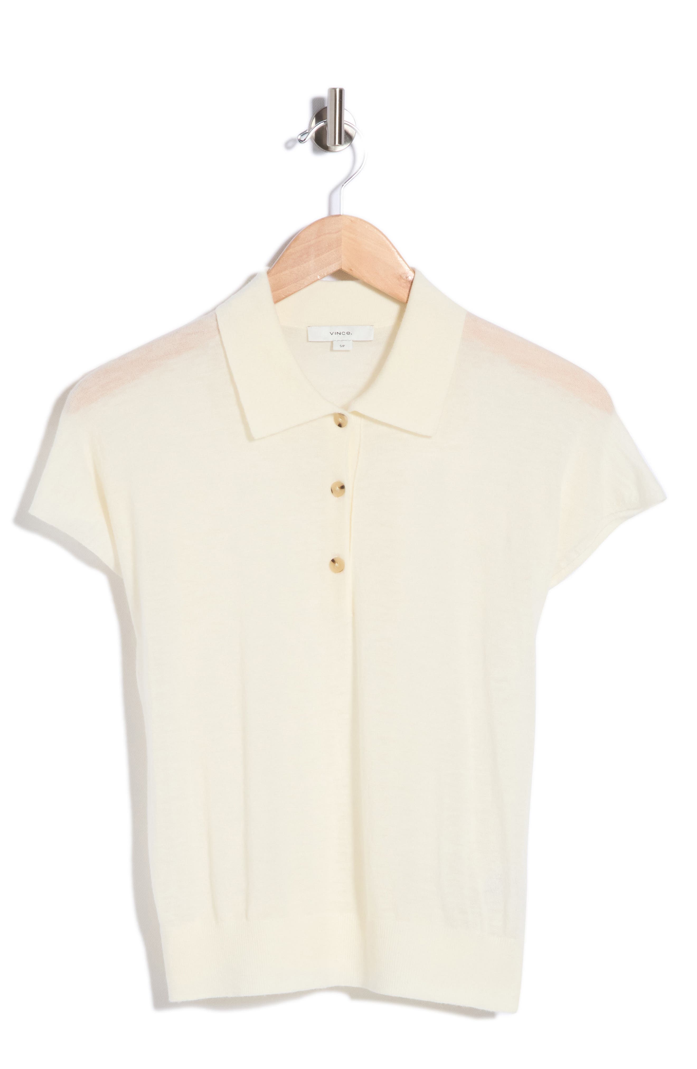 Vince Short Sleeve Wool Blend Polo Sweater