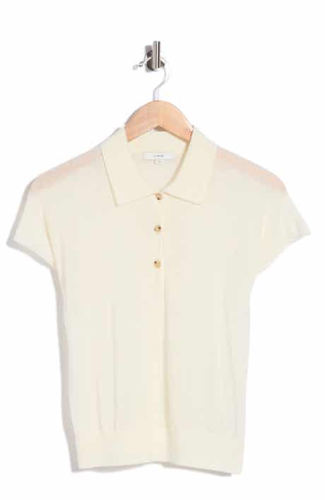 Vince Short Sleeve Wool Blend Polo Sweater
