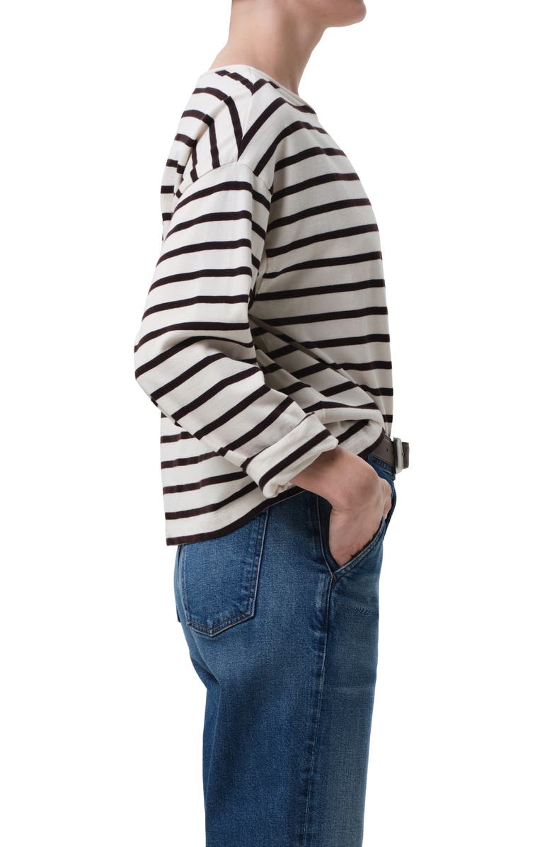 Citizens of Humanity French Sailor Stripe Boat Neck Top, Alternate, color, Chocolate Stripe