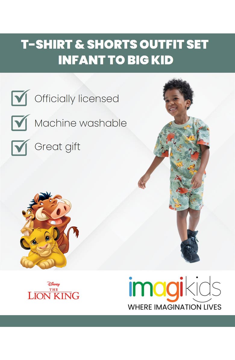 Disney Lion King Boys' 2-Piece Graphic T-Shirt and Shorts Set, Alternate, color, Green