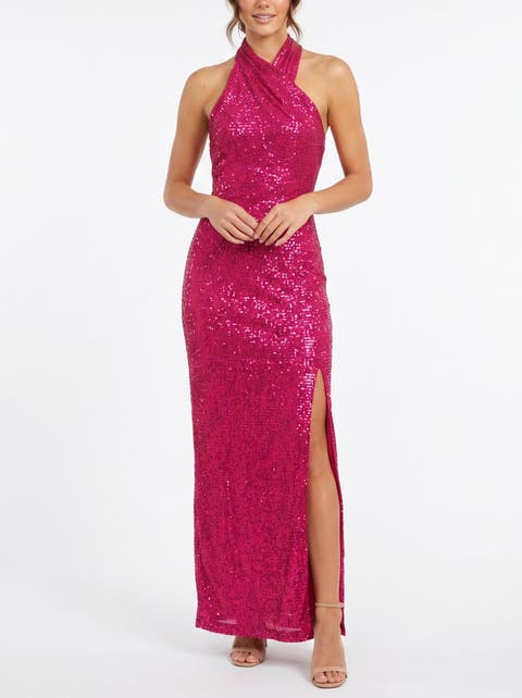 Harland Crossover Halter Maxi Dress