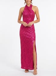 RACHEL Rachel Roy Harland Crossover Halter Maxi Dress