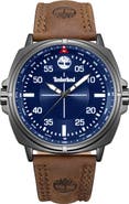 Timberland Williston Leather Strap Watch, 48mm