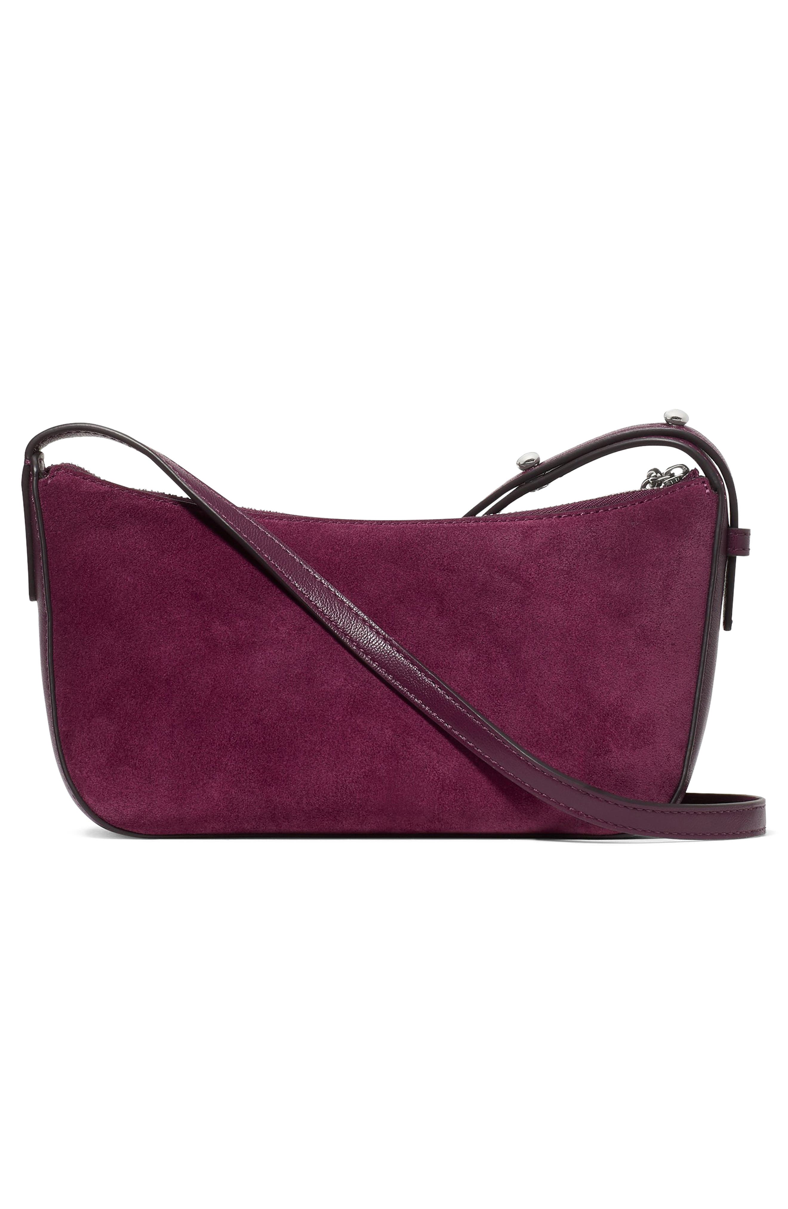 halo suede crossbody bag, Alternate, color, PURPLE AGATE
