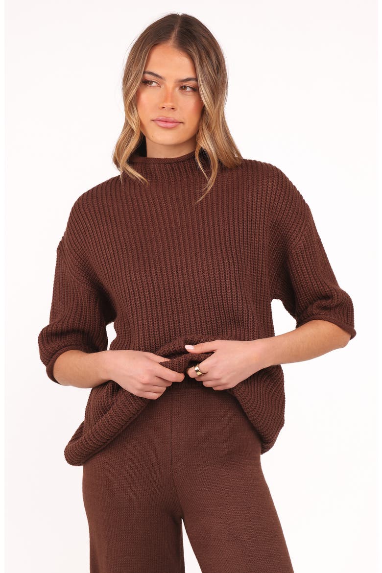 Remi Funnel Neck Sweater & Pull-On Pants Set, Alternate, color, CHOCOLATE