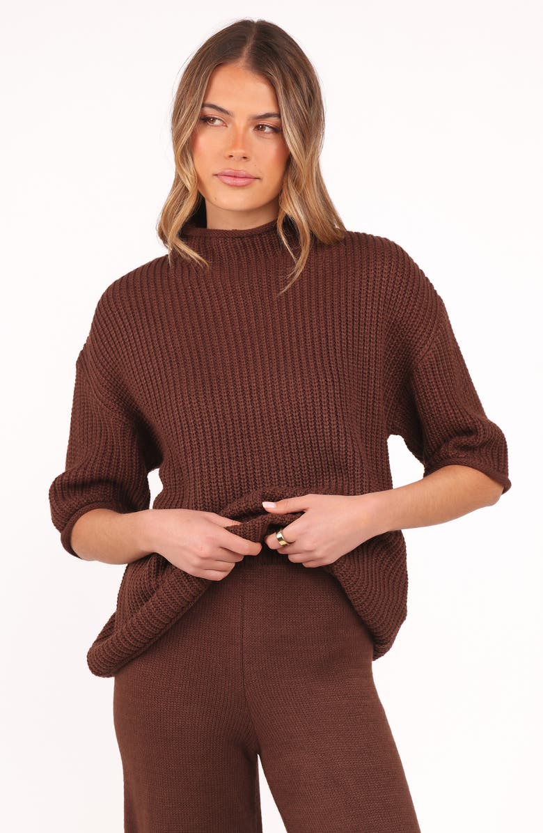 Petal & Pup Remi Funnel Neck Sweater & Pull-On Pants Set, Alternate, color, Chocolate