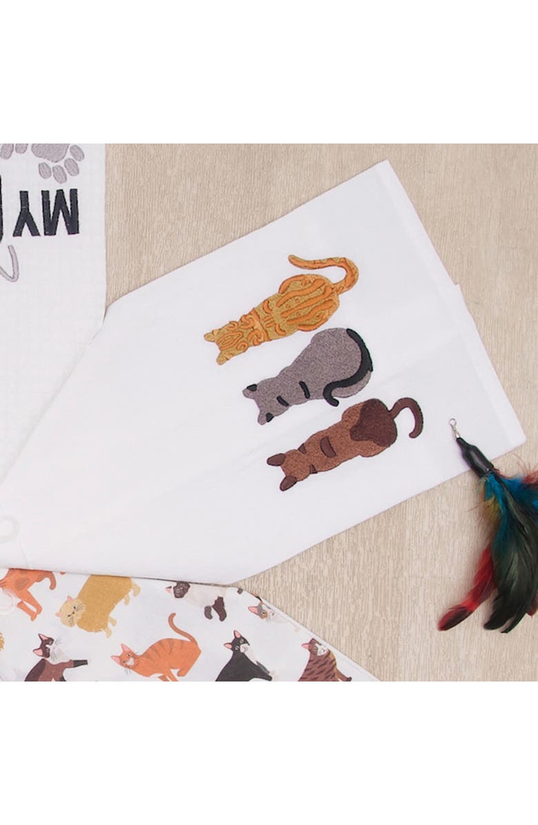 C&F Home Cat Tails Trio Kitchen and Bathroom Embroidered Hand Towel, Alternate, color, Gray