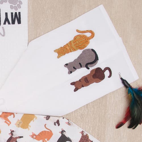 C & F Home C&f Home Cat Tails Trio Kitchen And Bathroom Embroidered Hand Towel In Multi