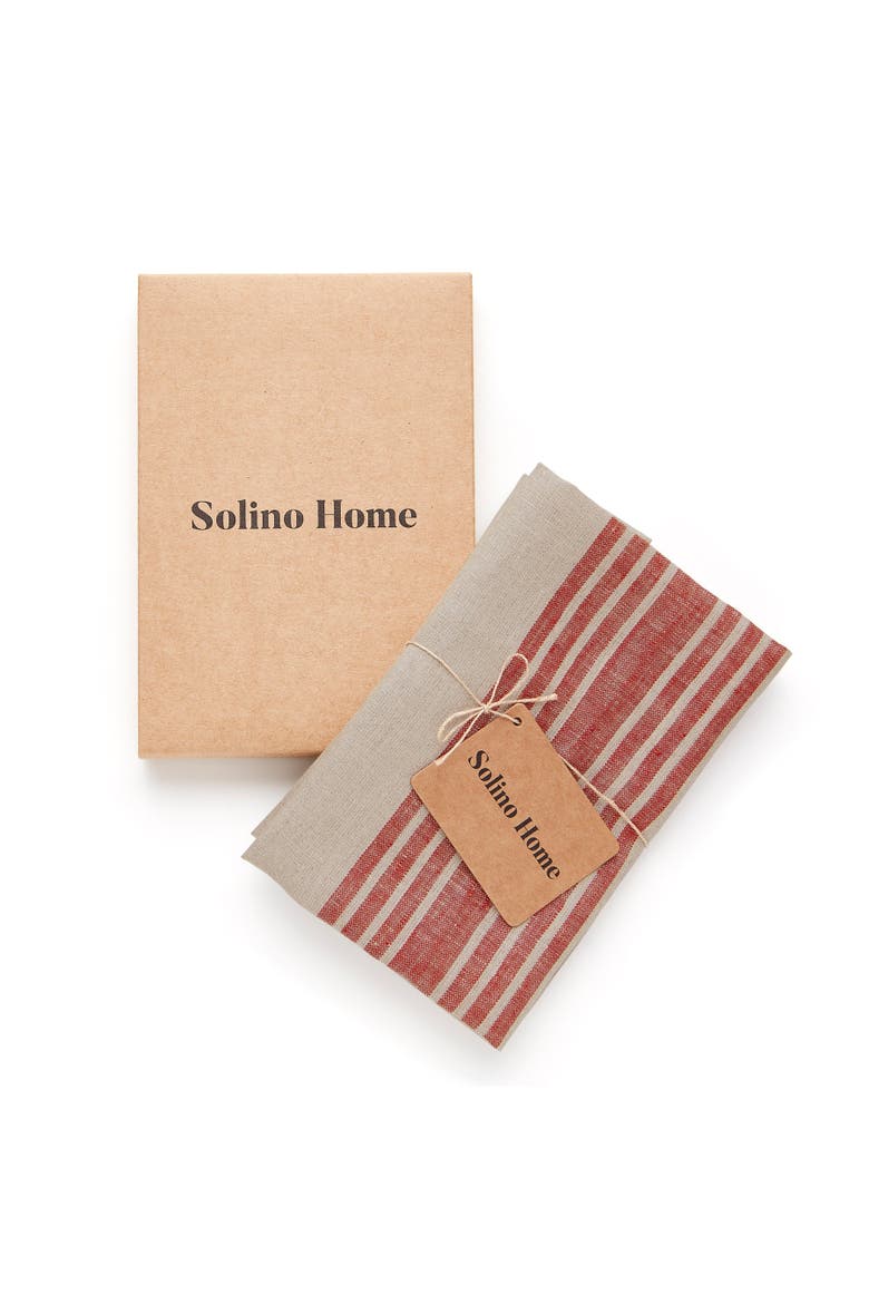 Linen Kitchen Towels Set of 2, 17 x 26" - Farmhouse, Alternate, color, Red and Natural