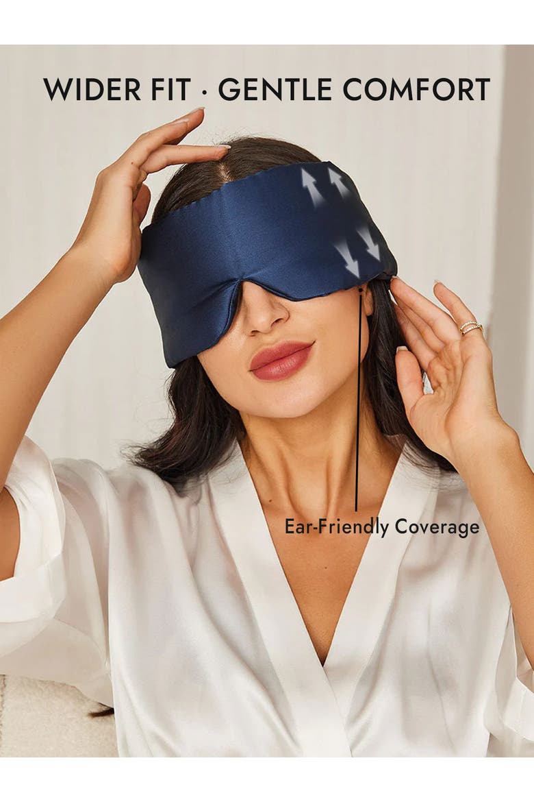 Elegant One Piece Silk Sleep Eye Mask, Alternate, color, DarkBlue