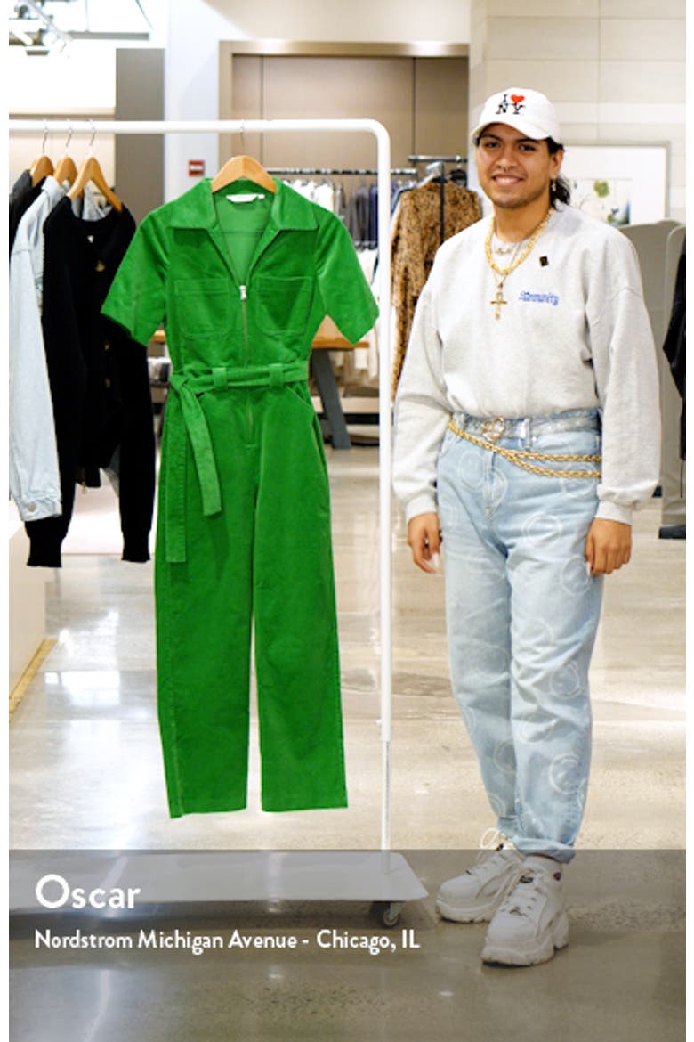 Belted Short Sleeve Corduroy Jumpsuit video