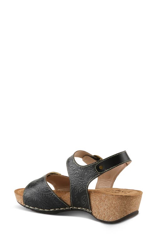 L'artiste By Spring Step Osuna Ankle Strap Platform Sandal In Black Multi