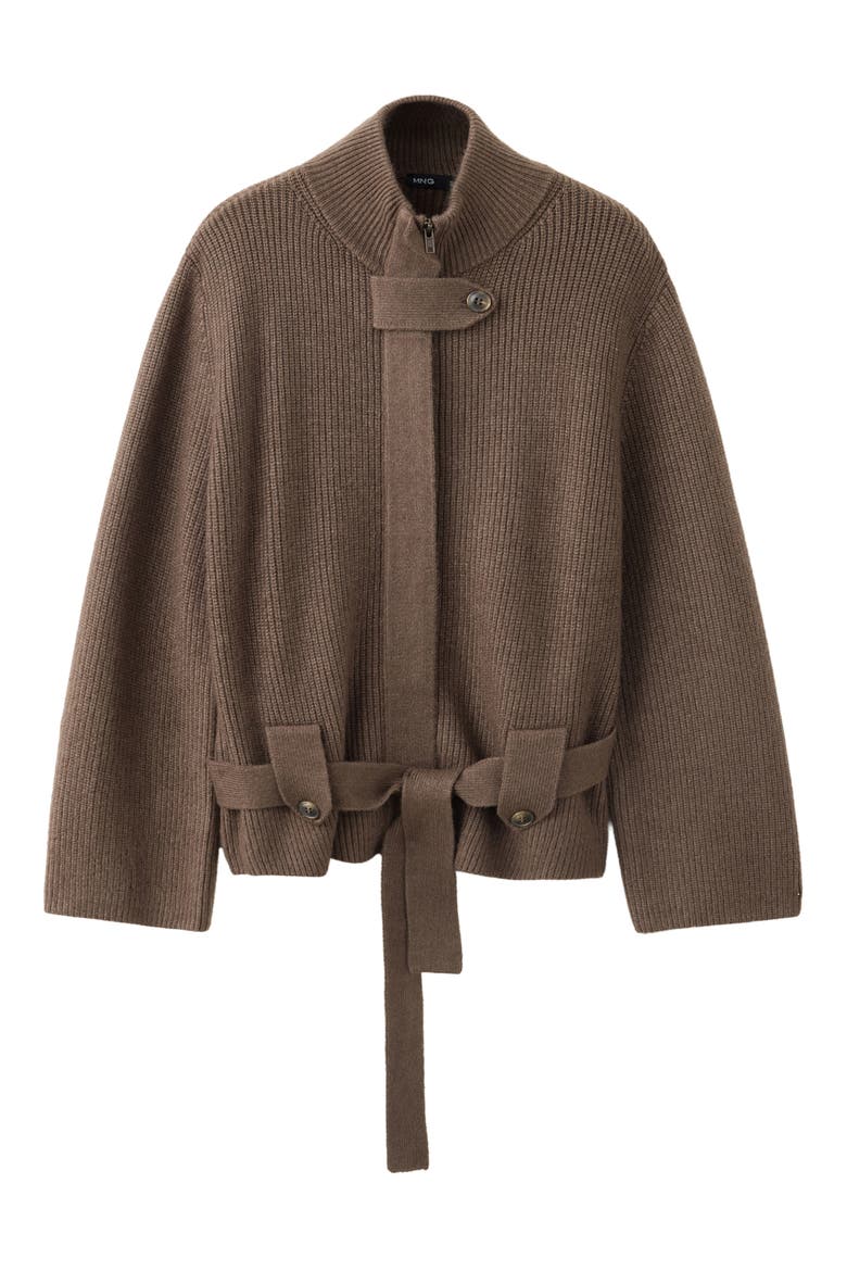 Belted Knit Jacket, Main, color, CHOCOLATE