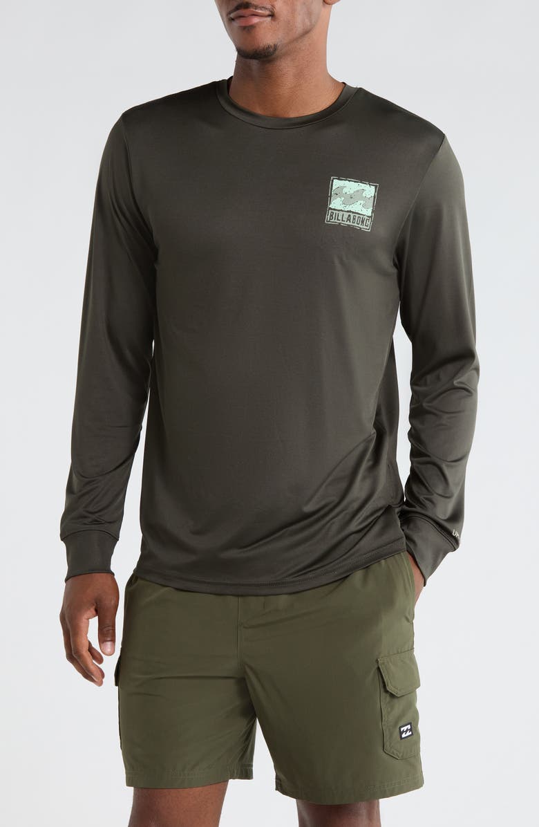 Billabong Coronado Crew Long Sleeve Rashguard, Main, color, Charcoal Heather