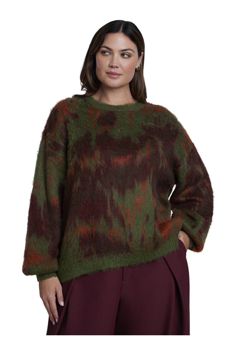 Brushed Intarsia Sweater (plus), Main, color, FUZZY FLOWER