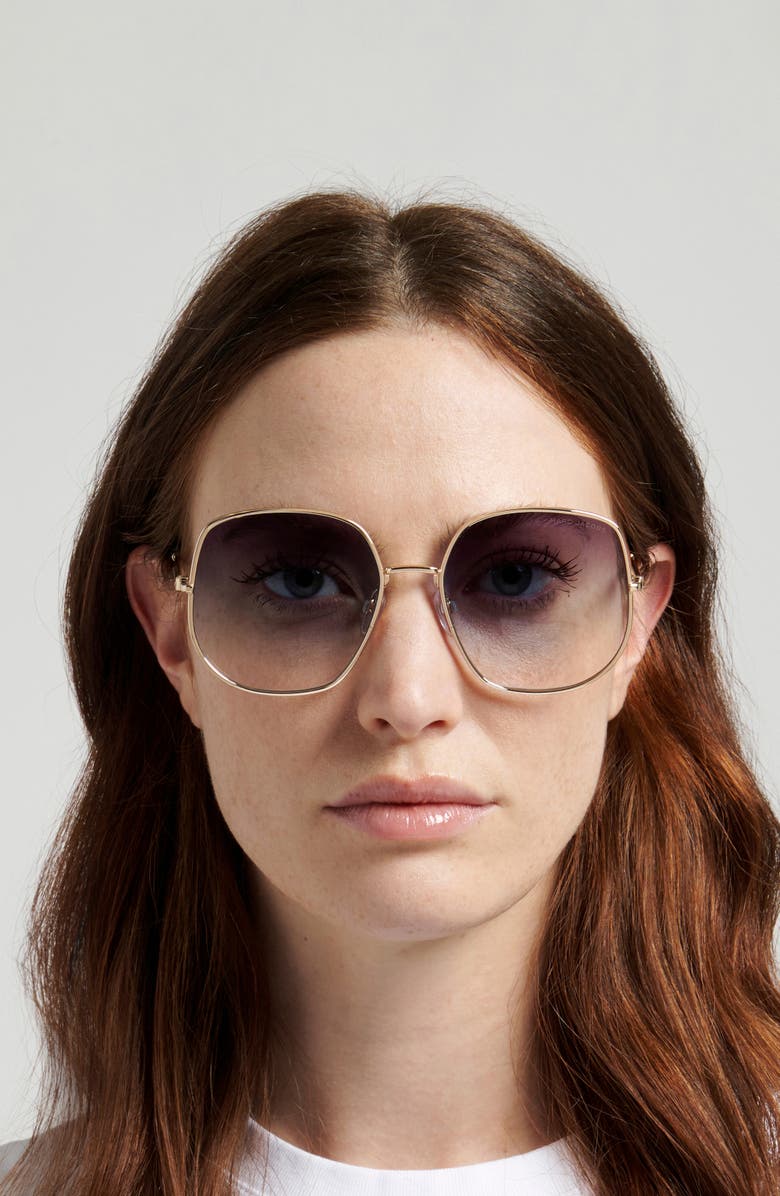 Marc Jacobs 59mm Gradient Square Sunglasses, Alternate, color, Gold Blue/ Grey Green