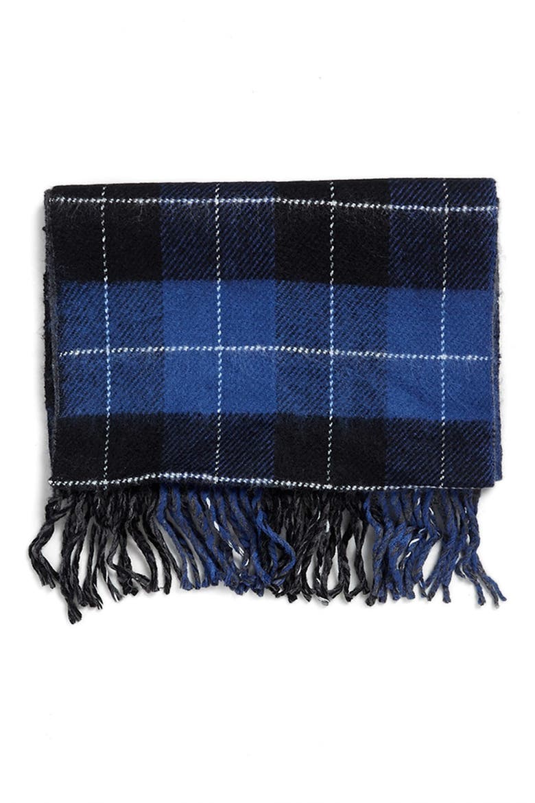 Plaid Knit Scarf, Main, color, BLUE MULTI