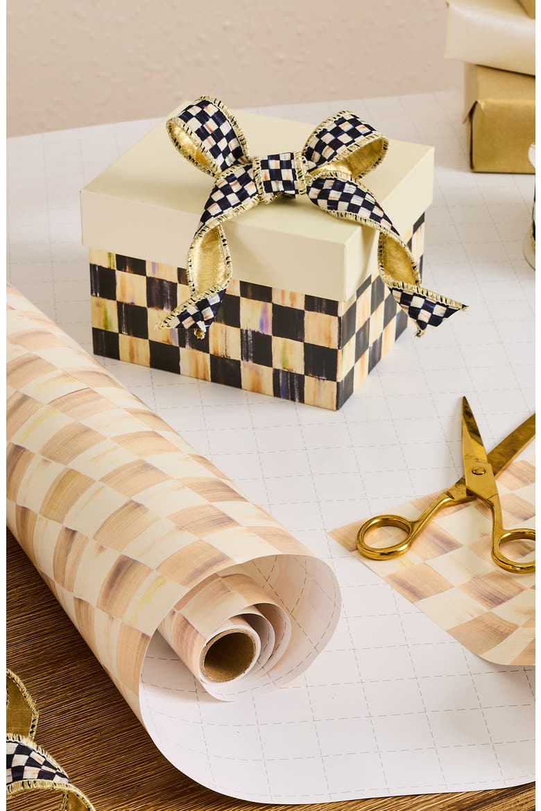 Mocha Check Gift Wrap, Alternate, color, BROWN