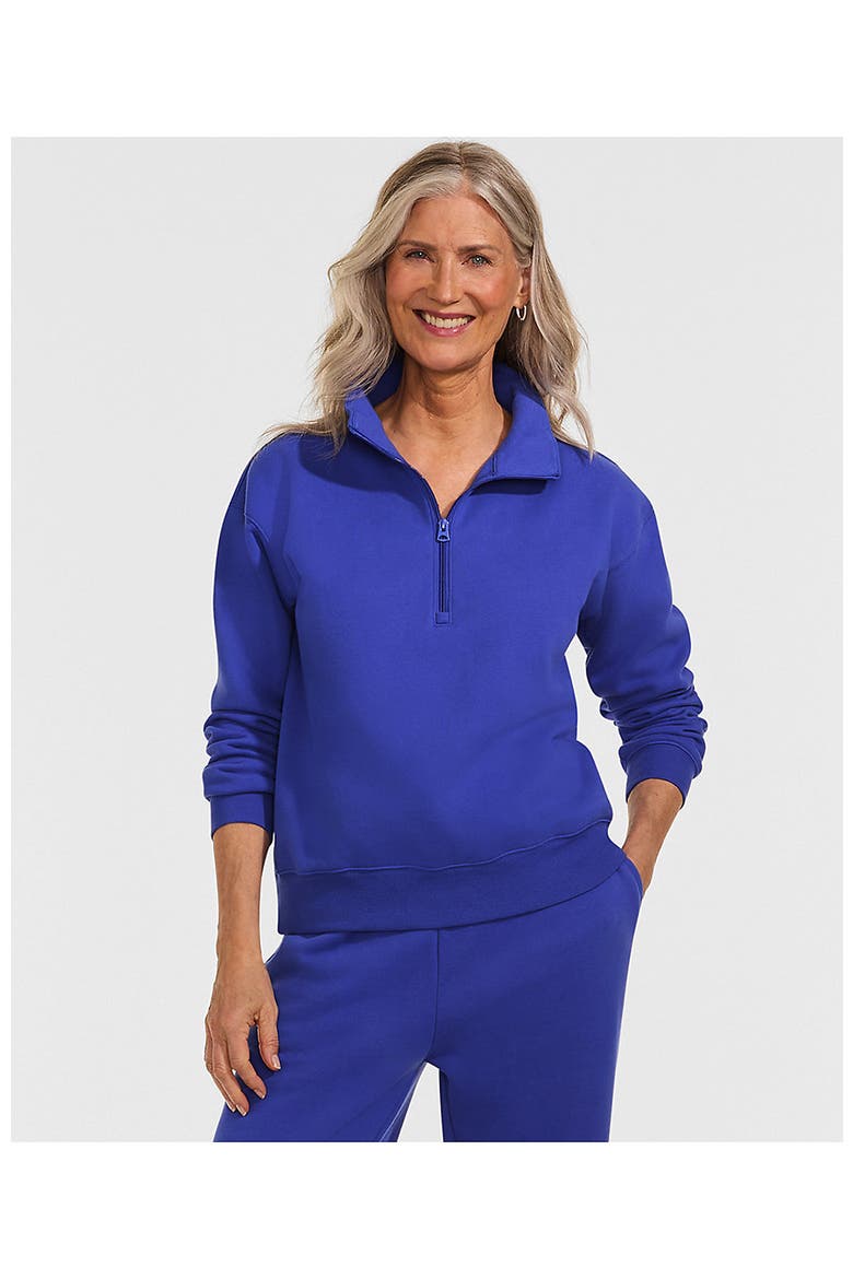 Serious Sweats Relaxed Quarter Zip Pullover Sweatshirt, Alternate, color, Blue Breeze