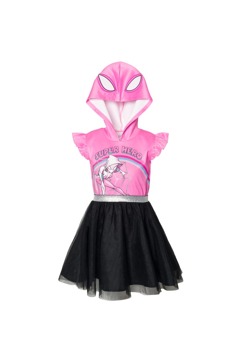 Spider-Verse Cosplay Hooded Dress, Main, color, Ghost Spider Pink