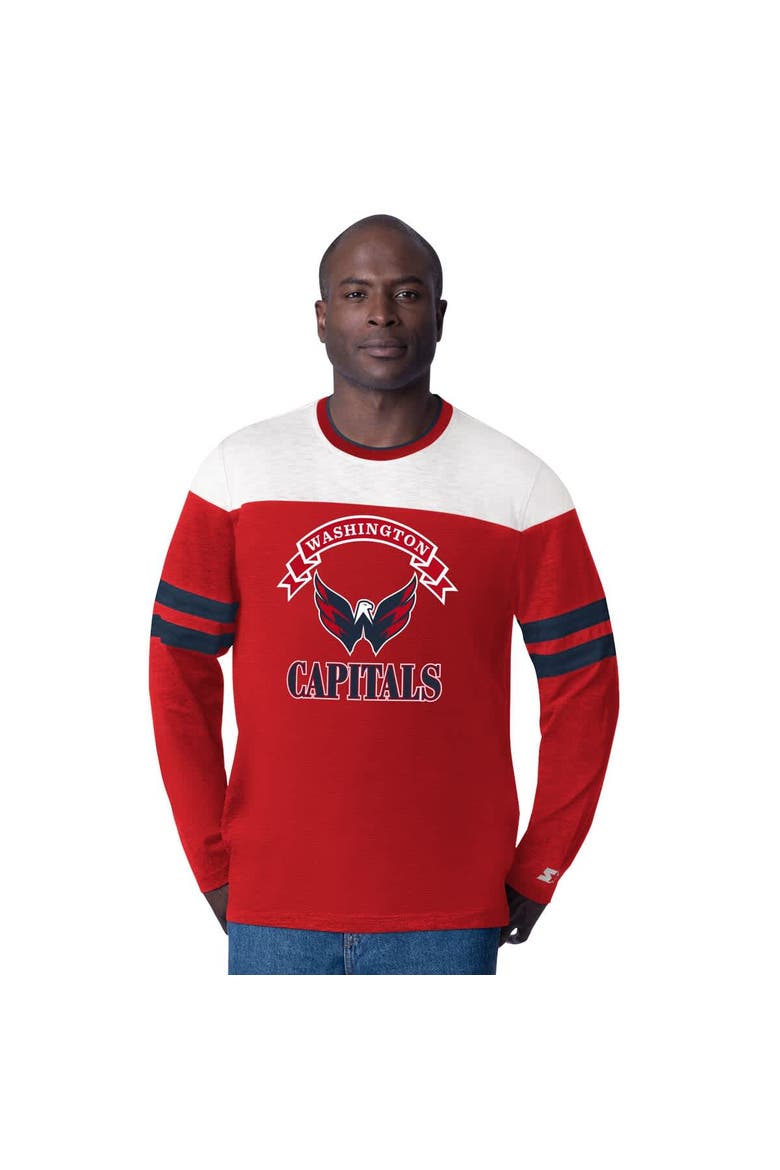 Men's Starter  Red Washington Capitals Blitz Durene Long Sleeve T-Shirt, Main, color, Red