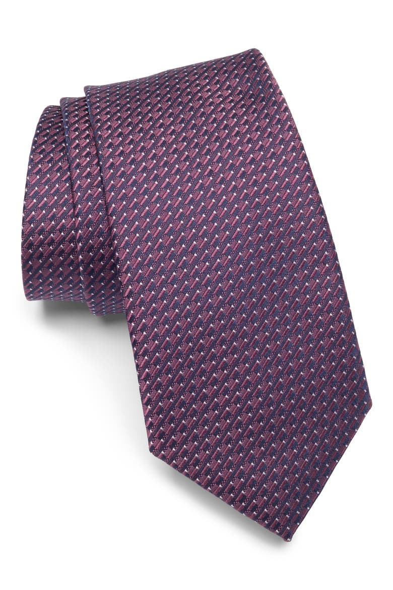 Quinn Mini Print Tie, Main, color, EGGPLANT