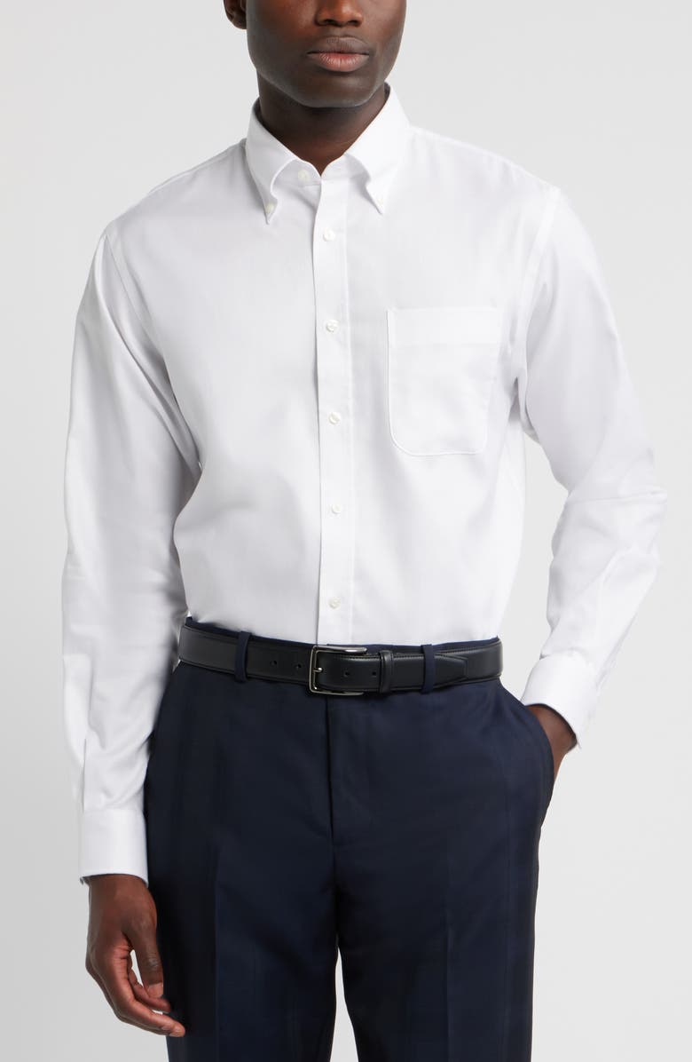 Nordstrom Traditional Fit Cotton Oxford Non-Iron Dress Shirt, Main, color, White Royal Oxford