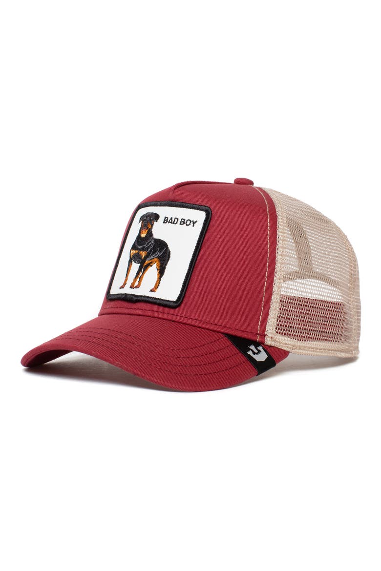 The Baddest Boy Trucker Hat, Main, color, SCARLET