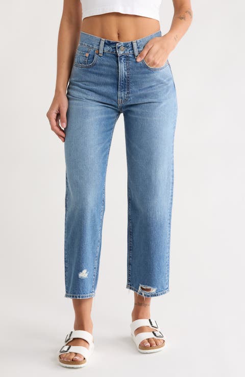 Pierce High Waist Crop Straight Leg Jeans
