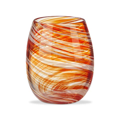 Orange Swirl Stemless Wine Glass Dishwasher Safe Everyday