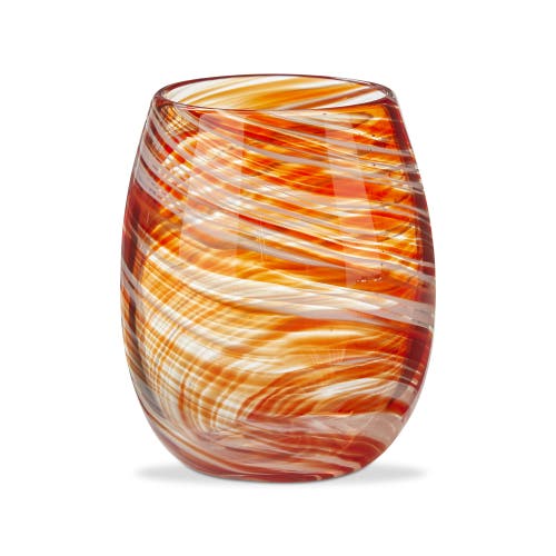 Tag Orange Swirl Stemless Wine Glass Dishwasher Safe Everyday In Orange